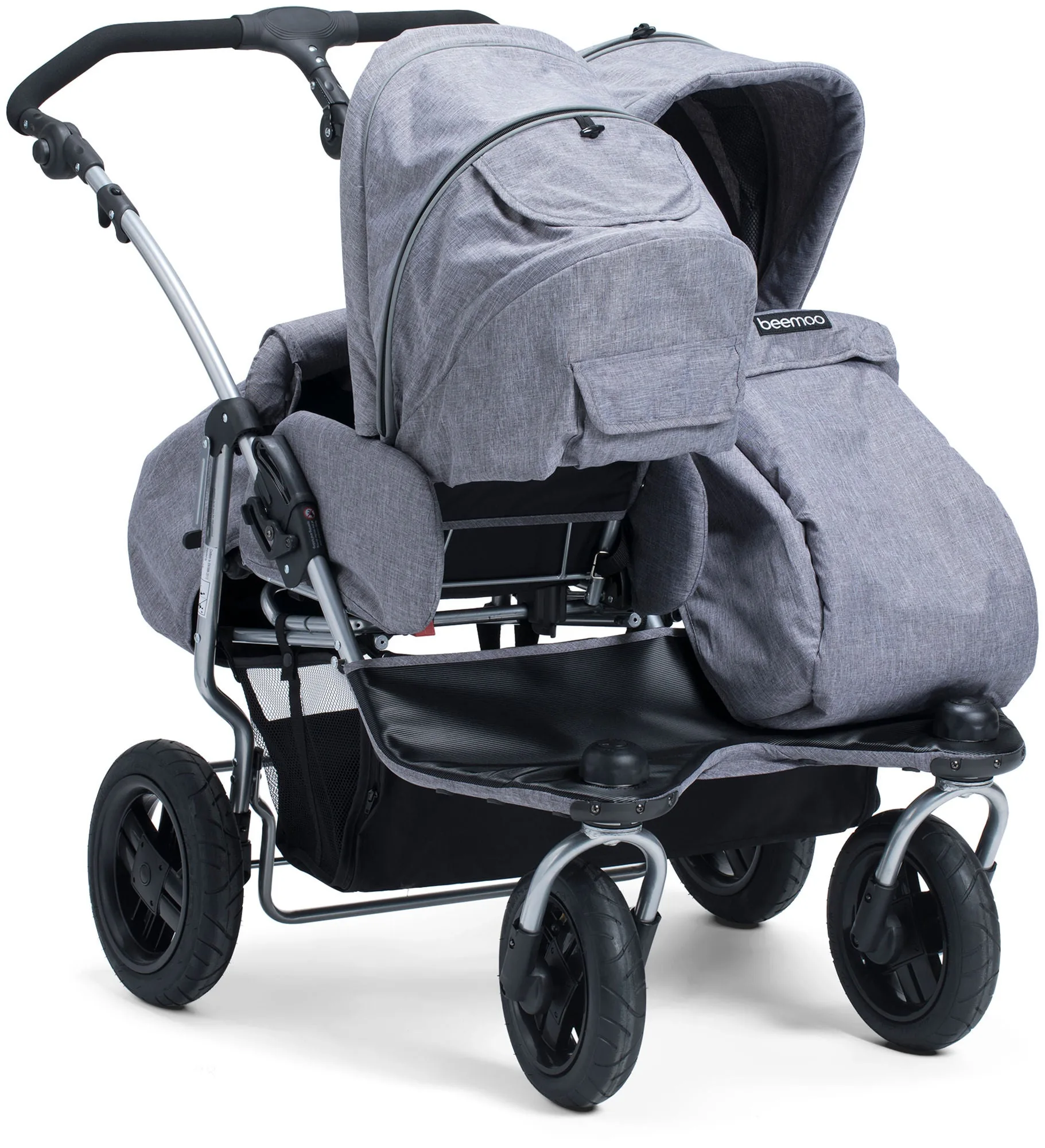 Beemoo Swing+ Syskonvagn, Grey Melange